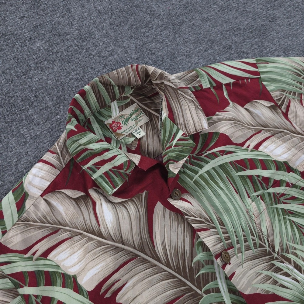 Hilo Hattie‎ Shirt Mens Small Red Palm Leaf Hawaiian Aloha Made Hawaii USA
